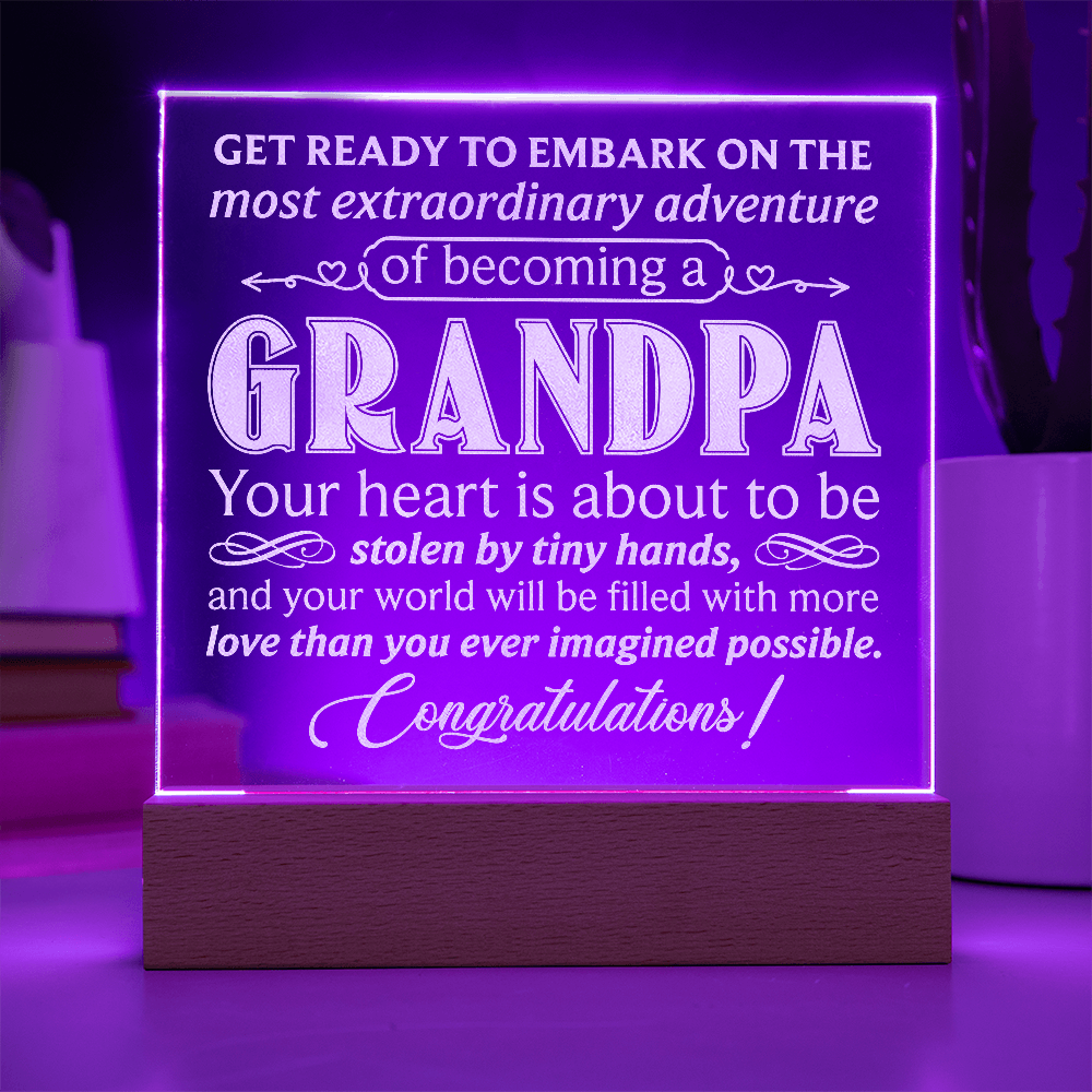 To Grandpa to Be Engraved Acrylic Square Plaque- a Gift for a Grandfather/Grandpa.