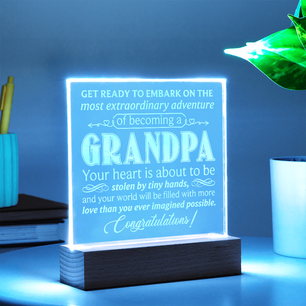 To Grandpa to Be Engraved Acrylic Square Plaque- a Gift for a Grandfather/Grandpa.