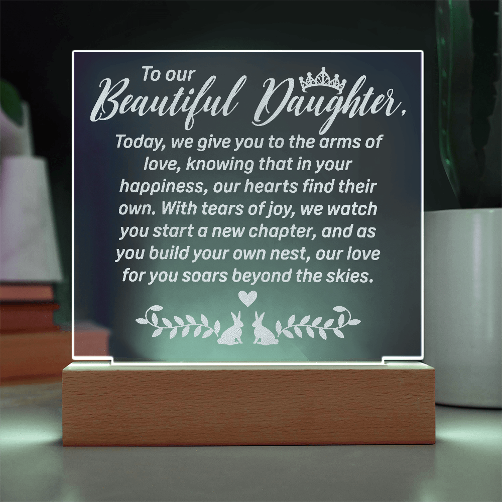 To Our Daughter-Engraved Acrylic Square Plaque Bridal Gift for a Daughter/Sister