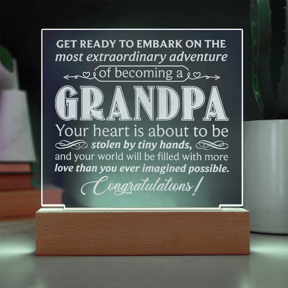 To Grandpa to Be Engraved Acrylic Square Plaque- a Gift for a Grandfather/Grandpa.