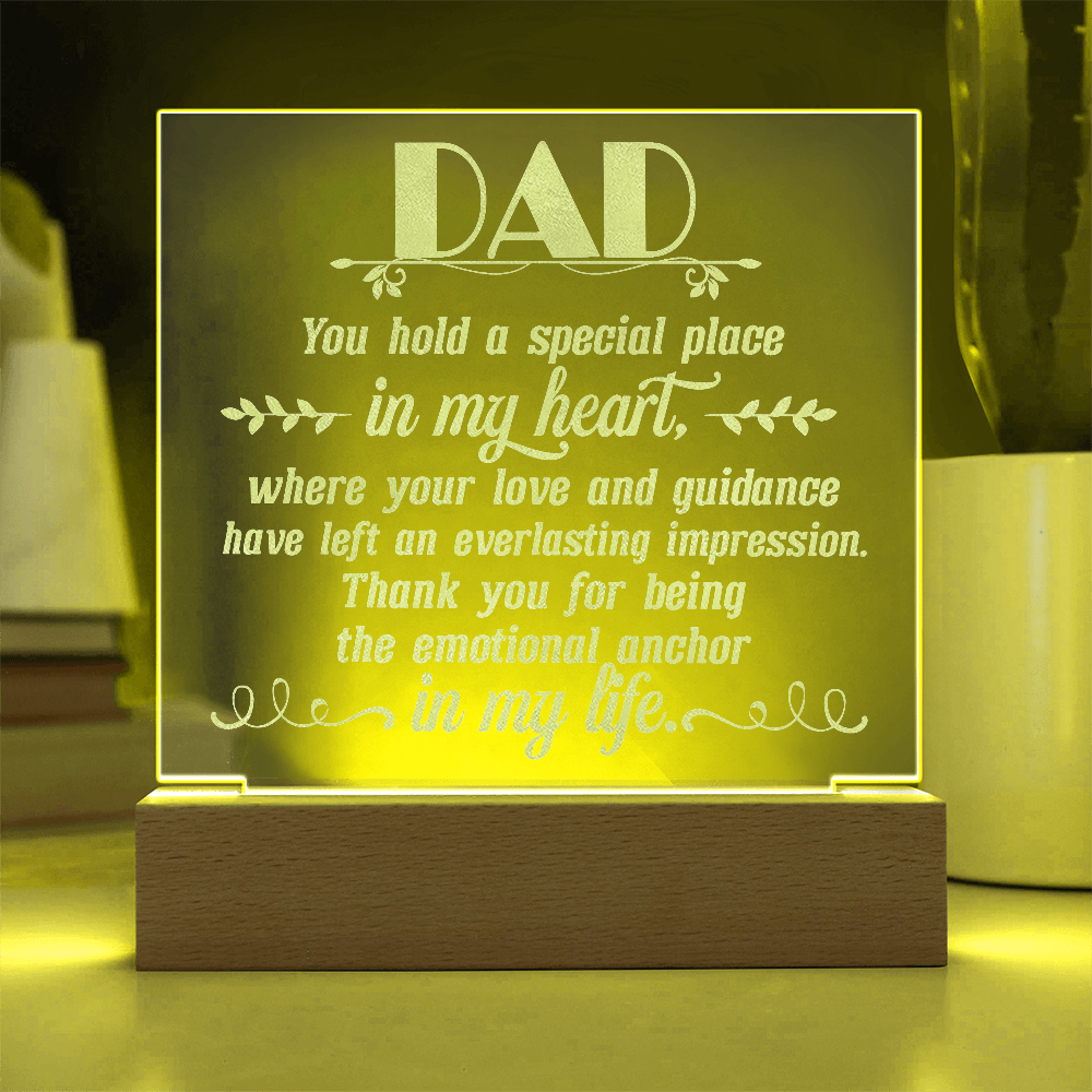 To Dad Engraved Acrylic Square Plaque- a Gift for a Father/Dad.