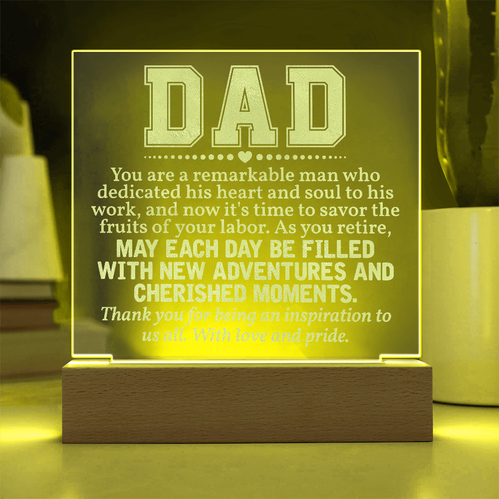 To Dad Engraved Acrylic Square Plaque- a Gift for a Father/Dad.