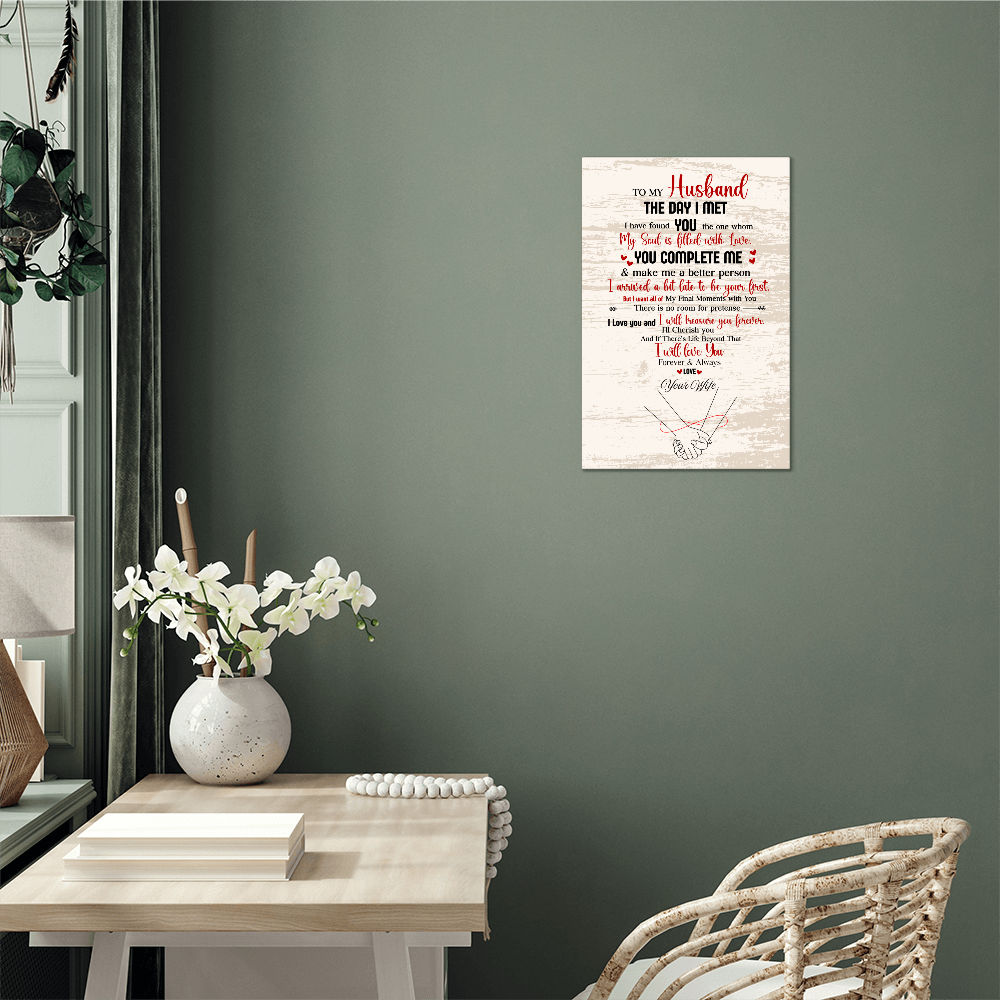 “The Day I Met You” Romantic Husband High Gloss Metal Art Gift Scroll- A Gift for a Husband