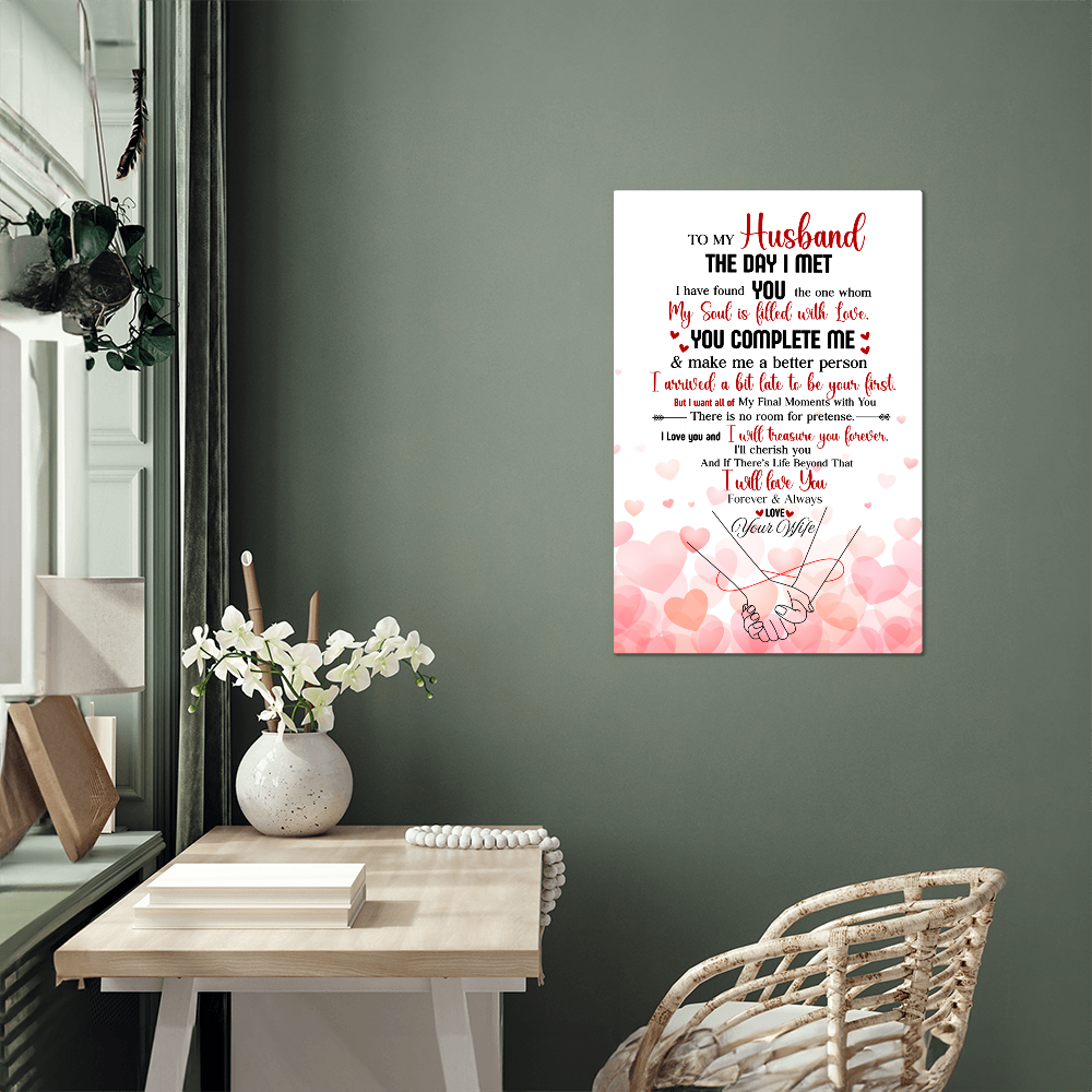 “To My Husband – You Complete me'' High Gloss Metal Message- a Gift for a Husband.