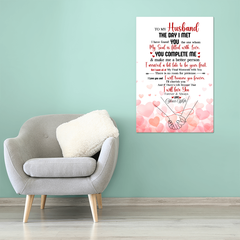 “To My Husband – You Complete me'' High Gloss Metal Message- a Gift for a Husband.