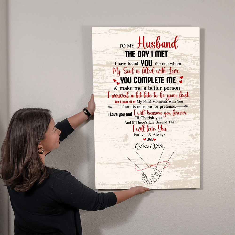 “The Day I Met You” Romantic Husband High Gloss Metal Art Gift Scroll- A Gift for a Husband