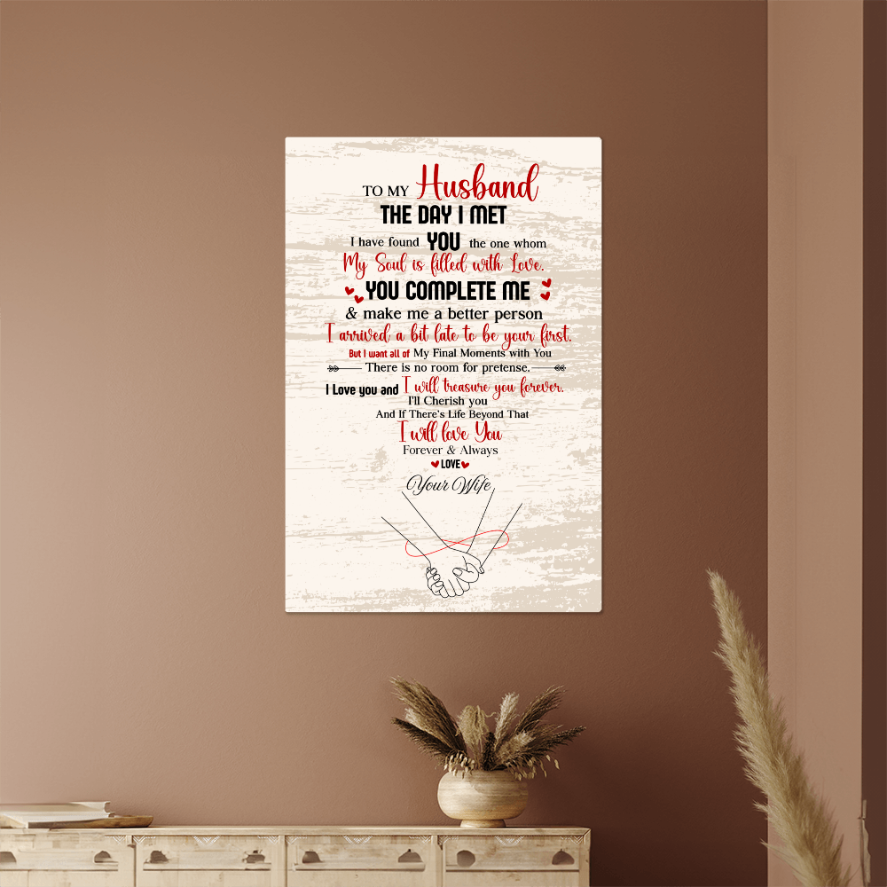 “The Day I Met You” Romantic Husband High Gloss Metal Art Gift Scroll- A Gift for a Husband
