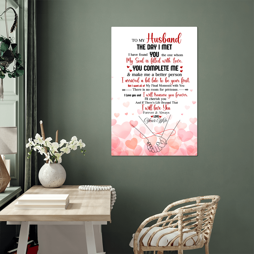 “To My Husband – You Complete me'' High Gloss Metal Message- a Gift for a Husband.