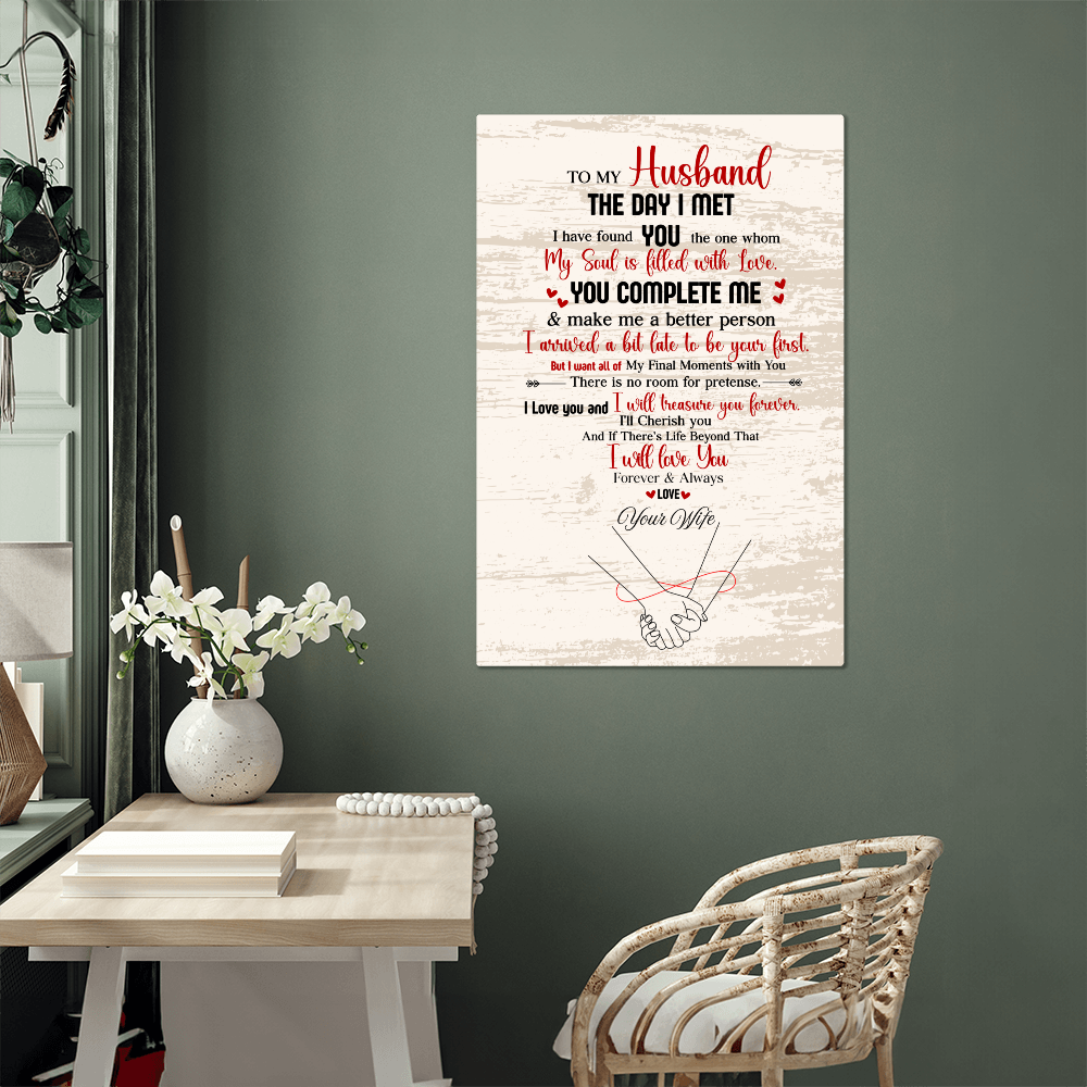 “The Day I Met You” Romantic Husband High Gloss Metal Art Gift Scroll- A Gift for a Husband
