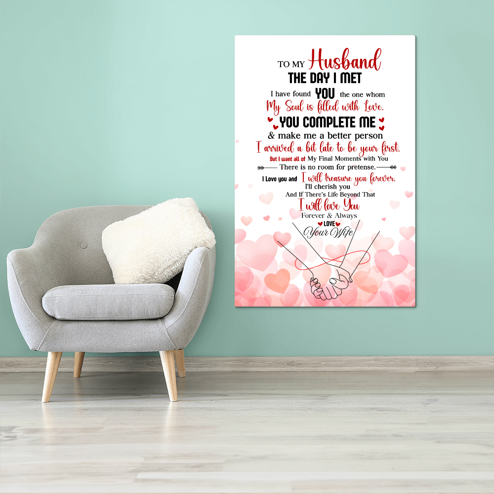 “To My Husband – You Complete me'' High Gloss Metal Message- a Gift for a Husband.