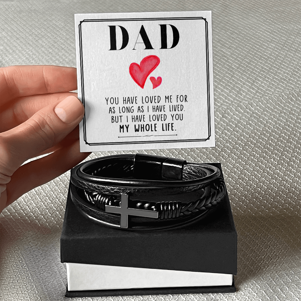 Men's Cross Leather Bracelet- a Gift for Fathers/Sons.