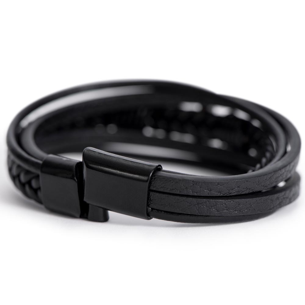 Men's Cross Leather Bracelet- a Gift for Fathers/Sons.