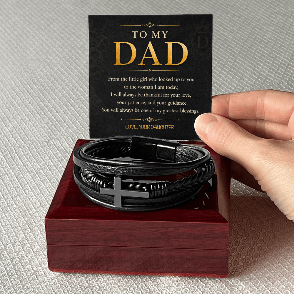 To My Dad Men's Cross Bracelet a Gift for Fathers/Sons/Dads.