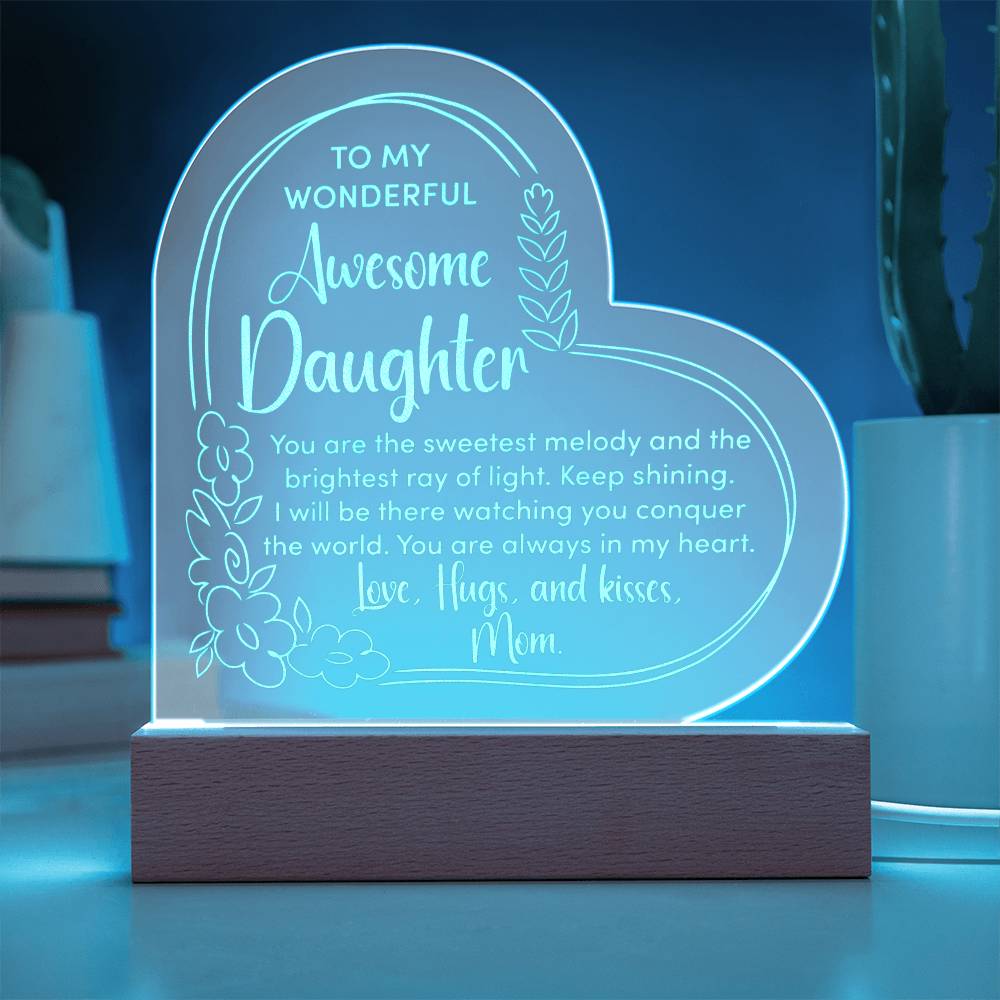 Awesome Daughter Engraved Acrylic Heart Plaque- a Gift for a Daughter