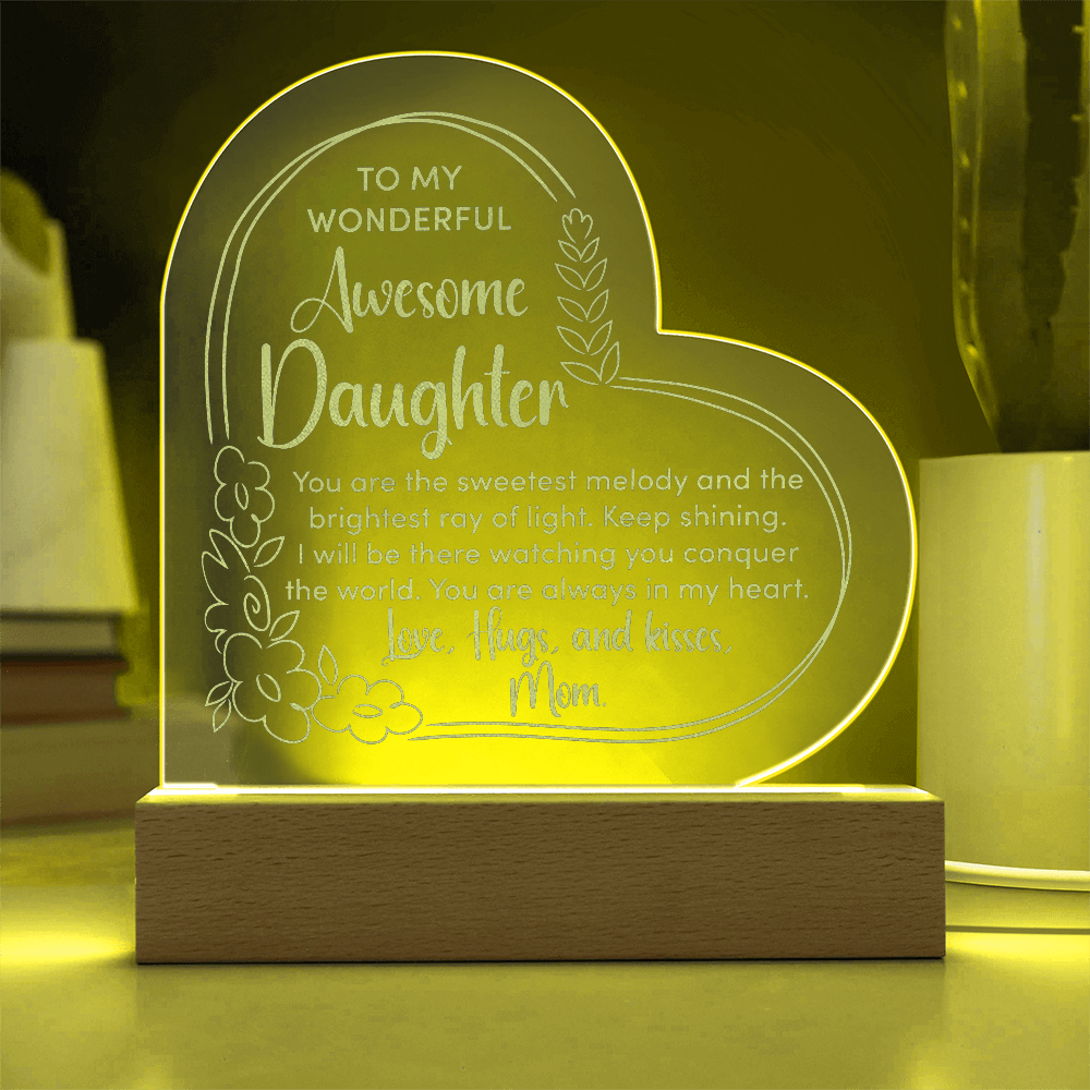 Awesome Daughter Engraved Acrylic Heart Plaque- a Gift for a Daughter