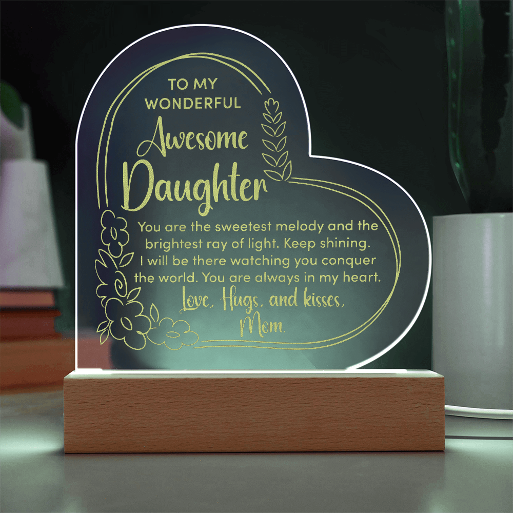 Awesome Daughter Engraved Acrylic Heart Plaque- a Gift for a Daughter