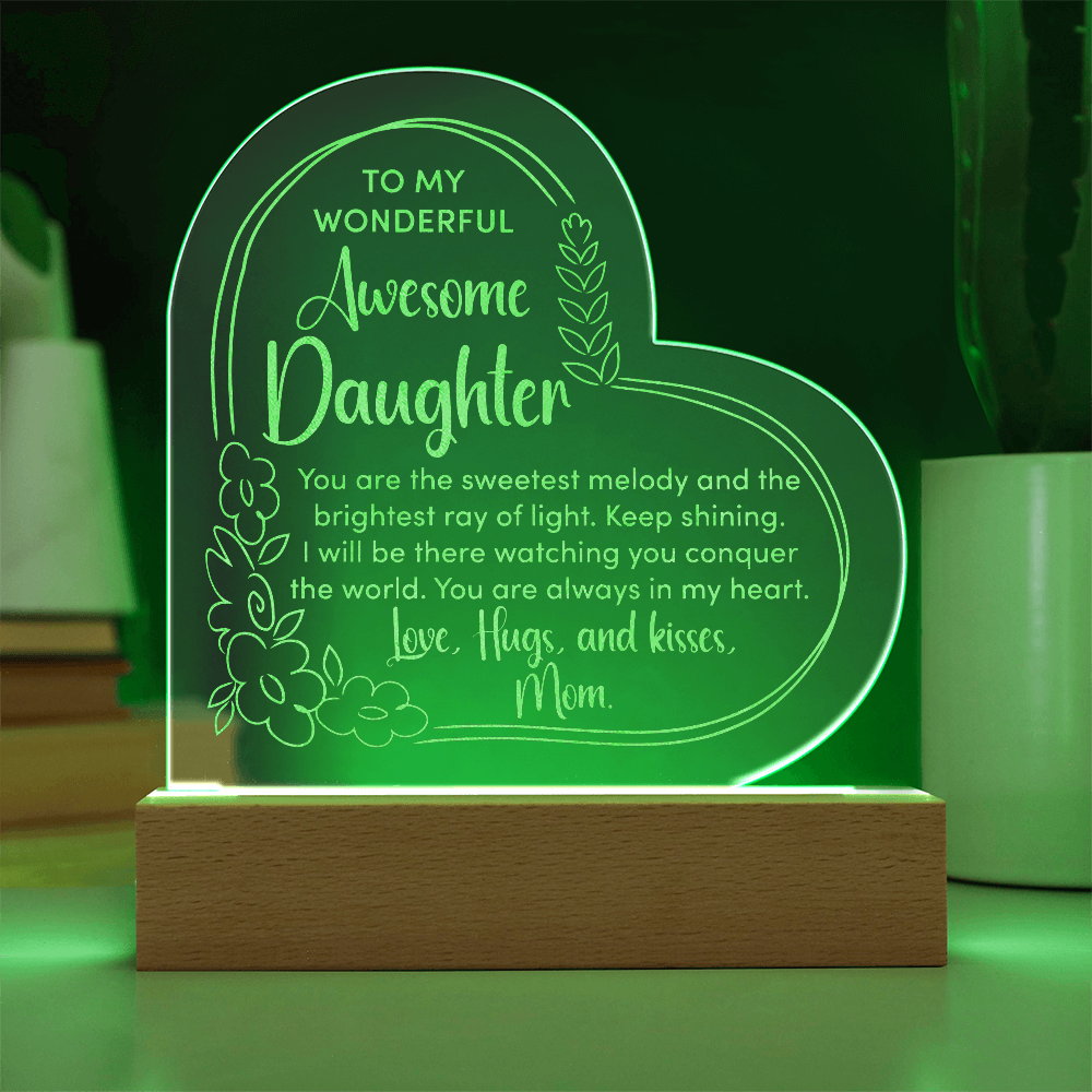 Awesome Daughter Engraved Acrylic Heart Plaque- a Gift for a Daughter