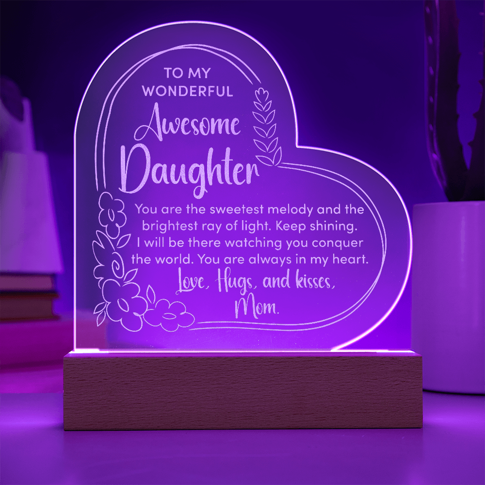 Awesome Daughter Engraved Acrylic Heart Plaque- a Gift for a Daughter
