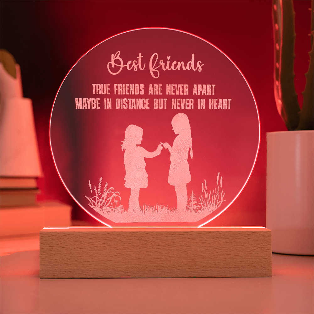 Best Friends Engraved Acrylic Circle Plaque- a Gift for Friends/Daughters