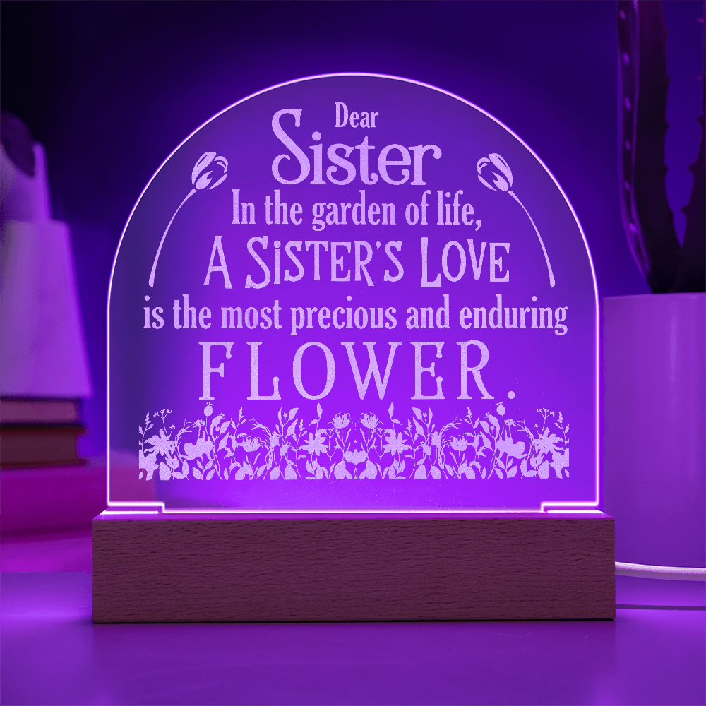 A Sister's Love Engraved Acrylic Dome Plaque- a Gift for a Sister