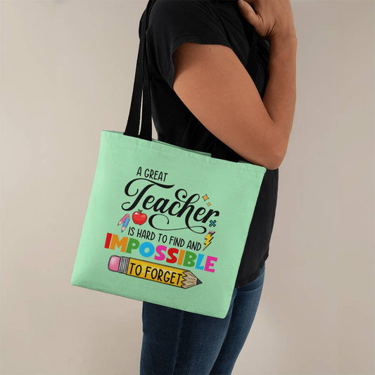 A Great Teacher Classic Green Tote Bag- a Gift for Teachers/Fathers/Mothers.