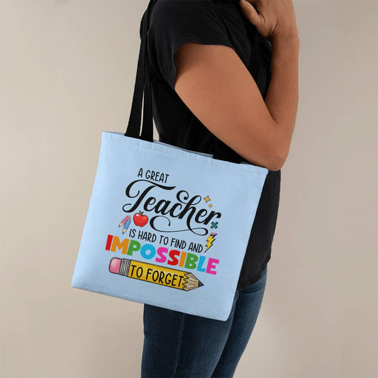 A Great Teacher Classic Blue Tote Bag- a Gift for Teachers/Fathers/Mothers.