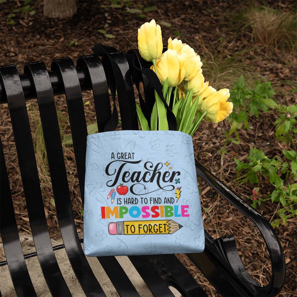 A Great Teacher Classic Blue Tote Bag- a Gift for Teachers/Fathers/Mothers/Sons/Daughters.