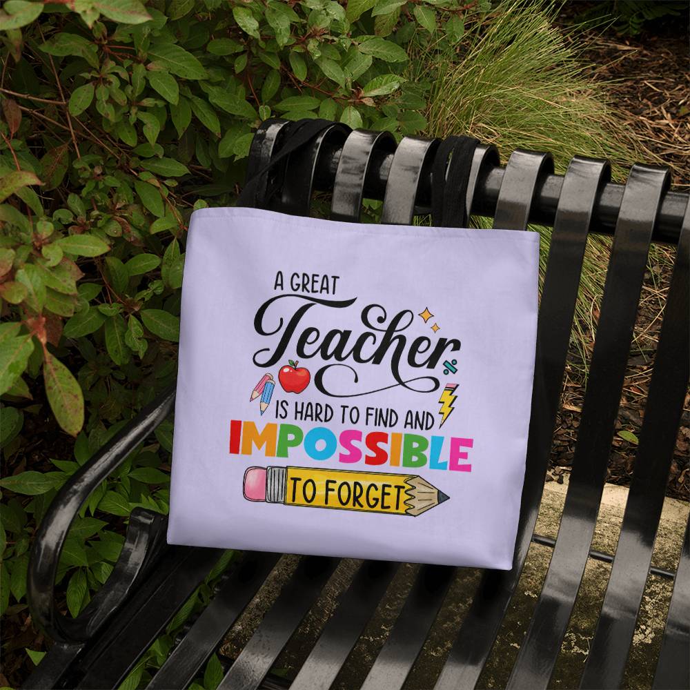 A Great Teacher Classic Purple Tote Bag- a Gift for Teachers/Fathers/Mothers.