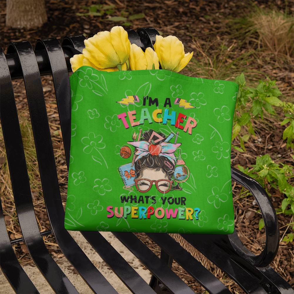 I'm a Teacher Classic Green Tote Bag- a Gift for Teachers/Fathers/Mothers/ Son/Daughter.