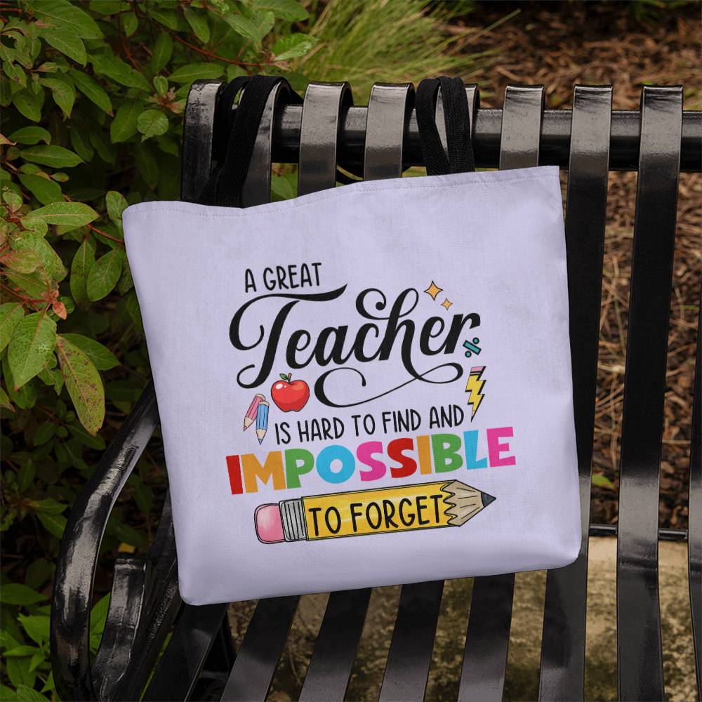 A Great Teacher Classic Purple Tote Bag- a Gift for Teachers/Fathers/Mothers.