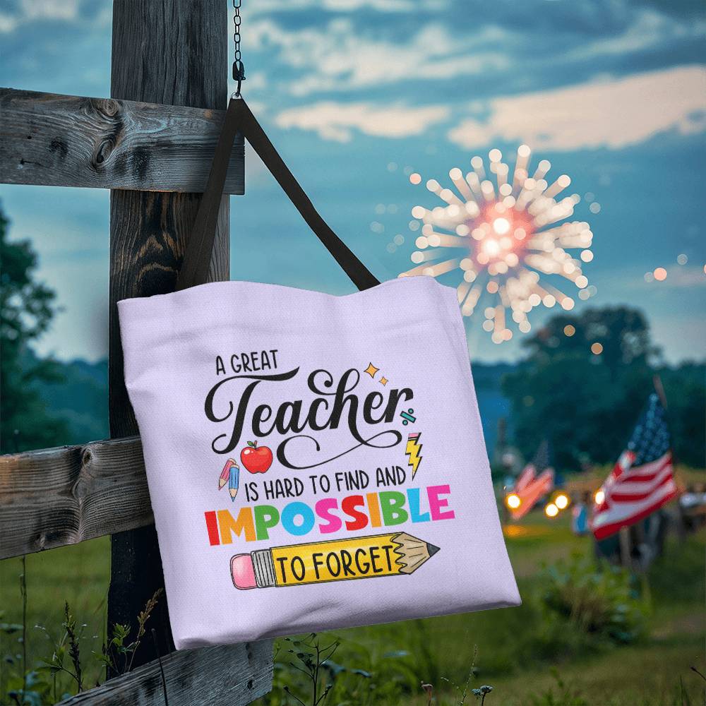 A Great Teacher Classic Purple Tote Bag- a Gift for Teachers/Fathers/Mothers.