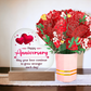 Happy Anniversary - Heart Acrylic LED Base Plaque and Sweetest Devotion Flower Bouquet- a Gift for Wife/Soulmate.