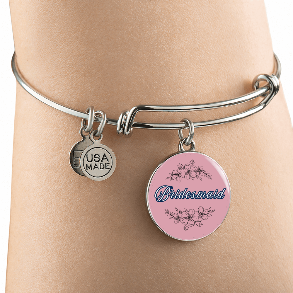 Personalized ''Bridesmaid'' Circle Engraving Bangle- a Gift for Bridal Party Members.