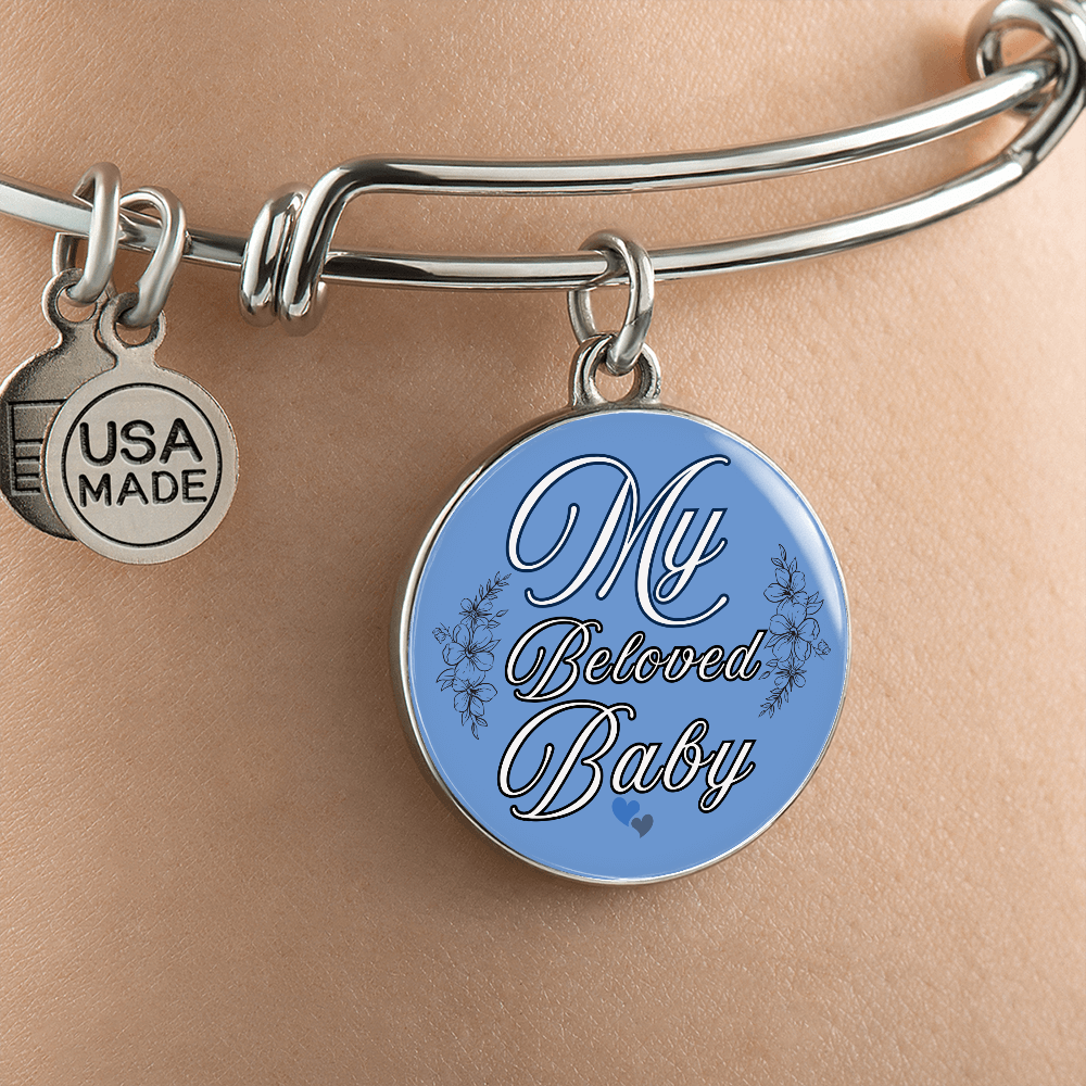 Personalized ''My Beloved Baby'' Circle Engraving Bangle- a Gift for a Mother/Wife.