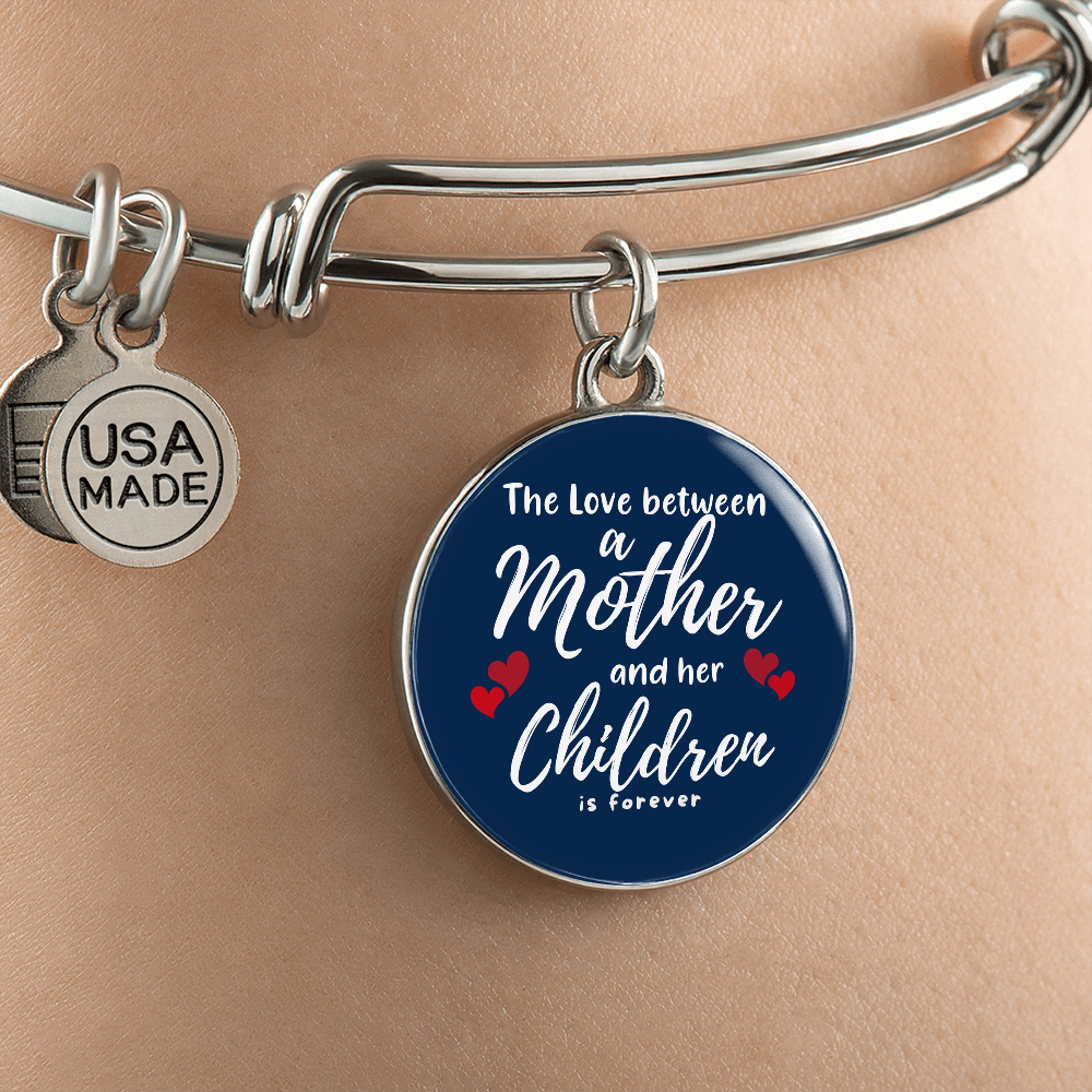 Personalized Mother and her Children Heart Bangle- for a Mother/Wife.