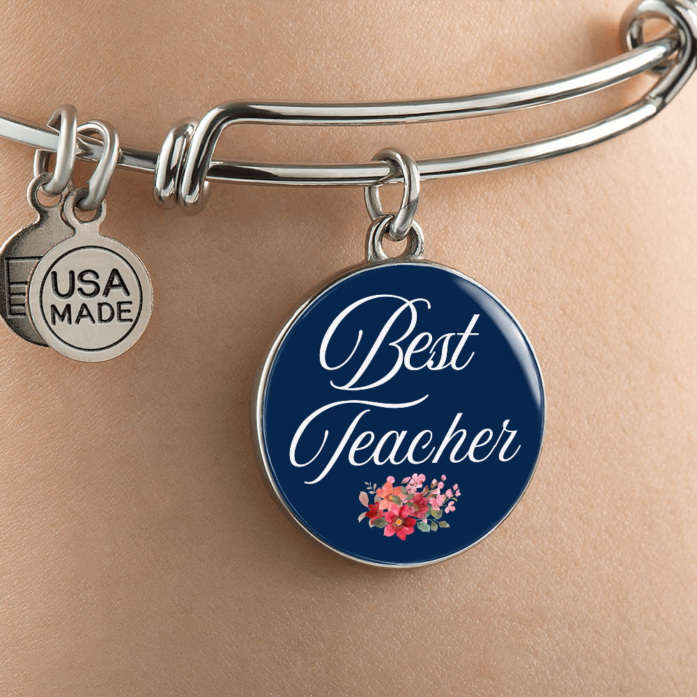 Personalized ''Best Teacher'' Circle Engraving Bangle- a Gift for Teacher.