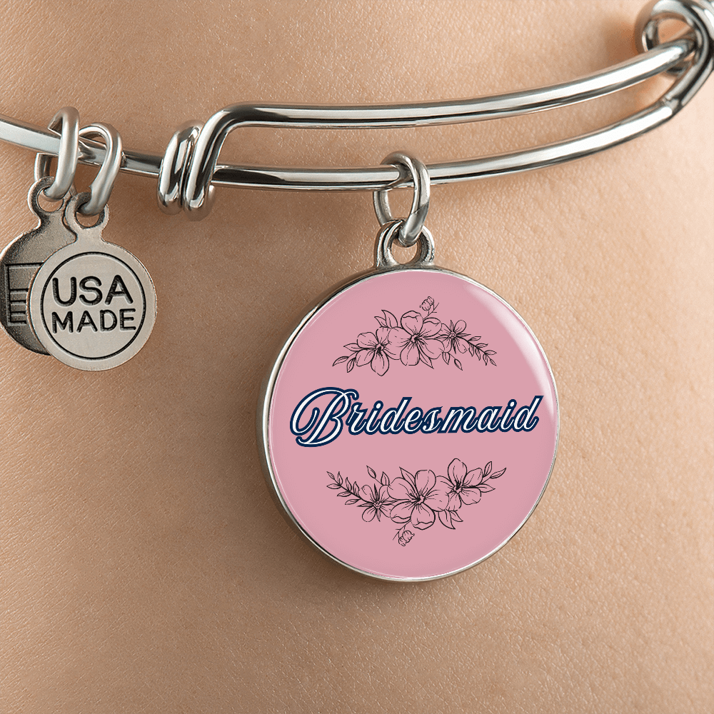 Personalized ''Bridesmaid'' Circle Engraving Bangle- a Gift for Bridal Party Members.