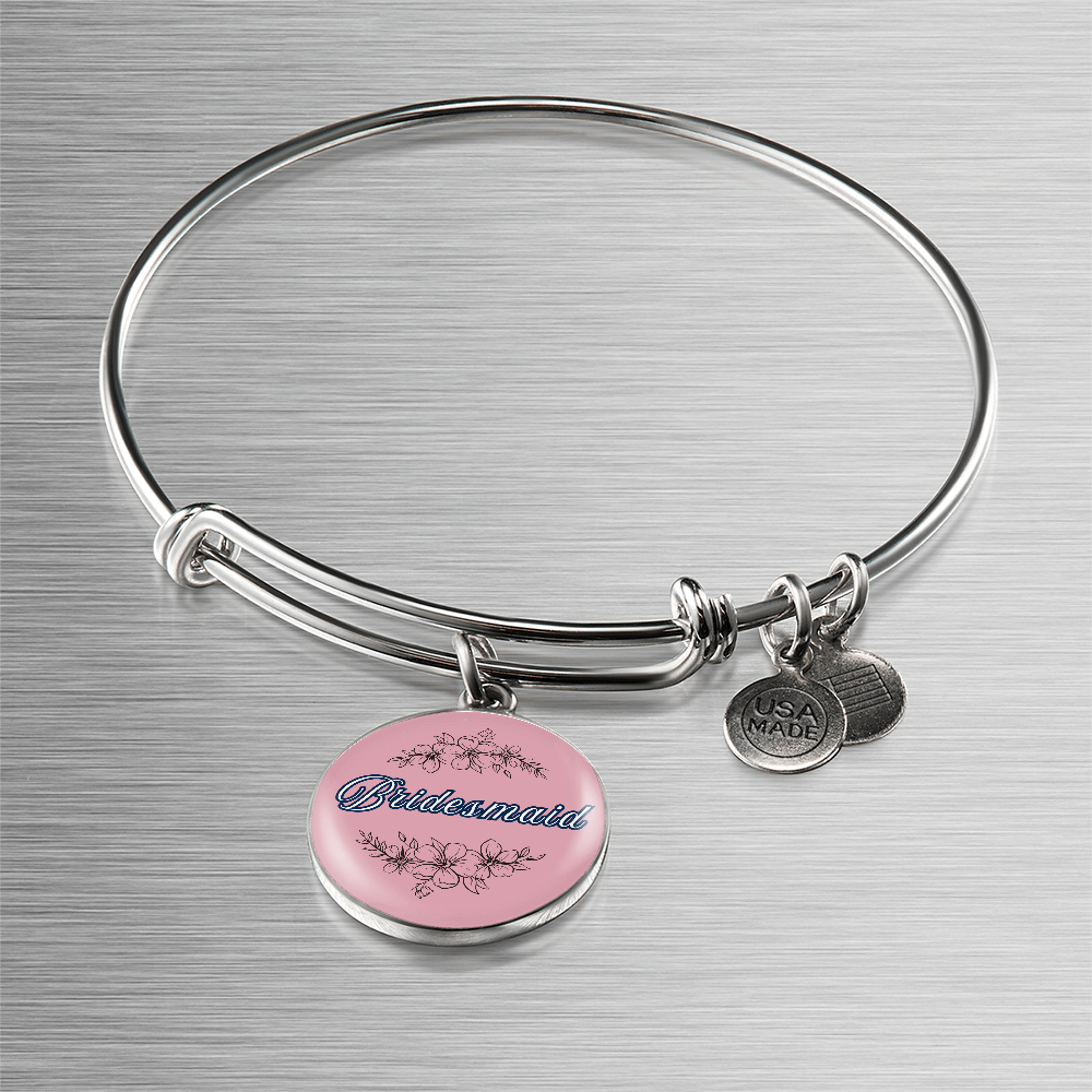 Personalized ''Bridesmaid'' Circle Engraving Bangle- a Gift for Bridal Party Members.