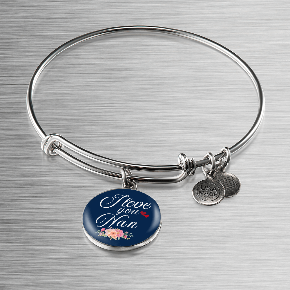 Personalized ''I love You Nan'' Circle Engraving Bangle- a Gift for Wife.