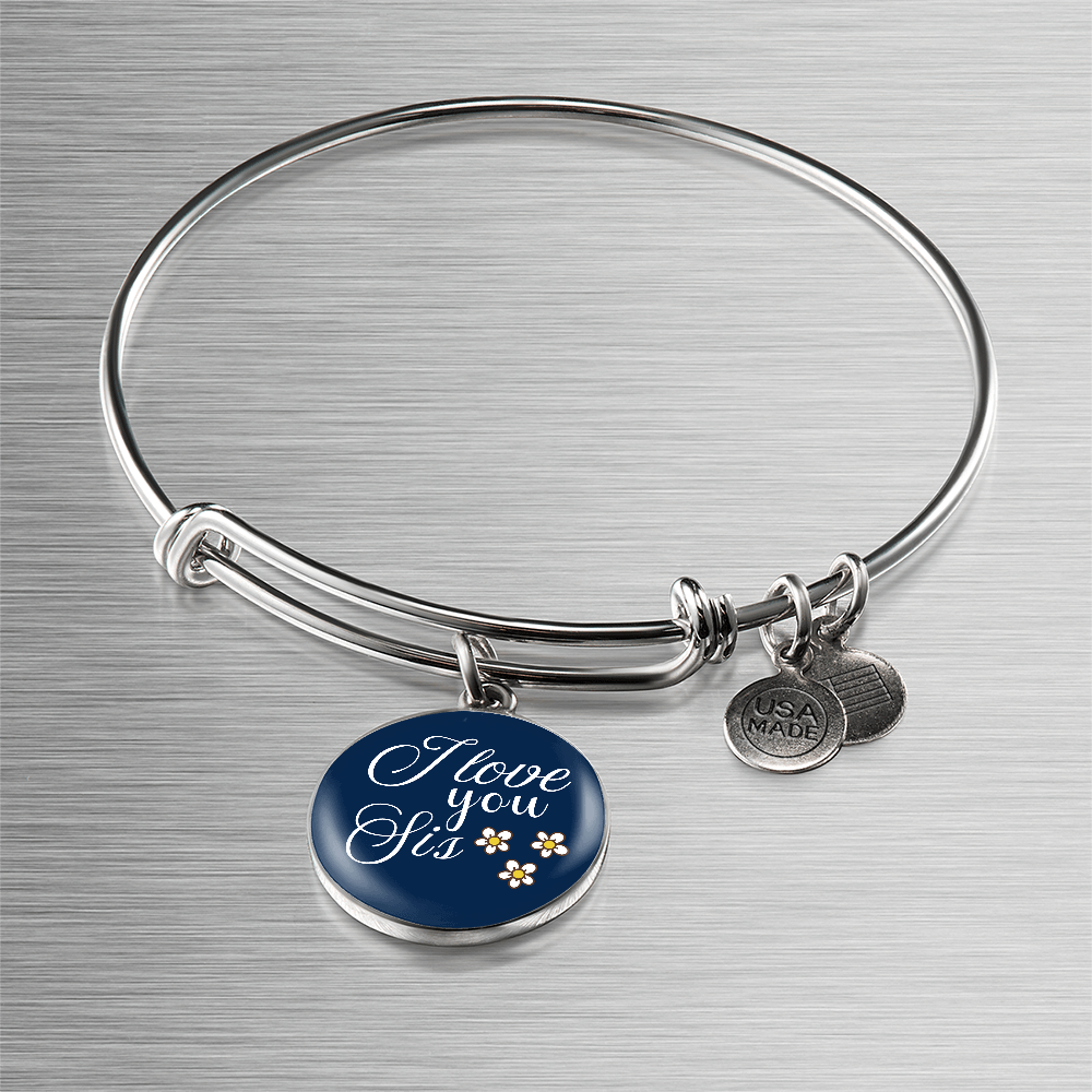 Personalized ''I Love You Sis'' Circle Engraving Bangle- a Gift for a Sister/Best Friend.