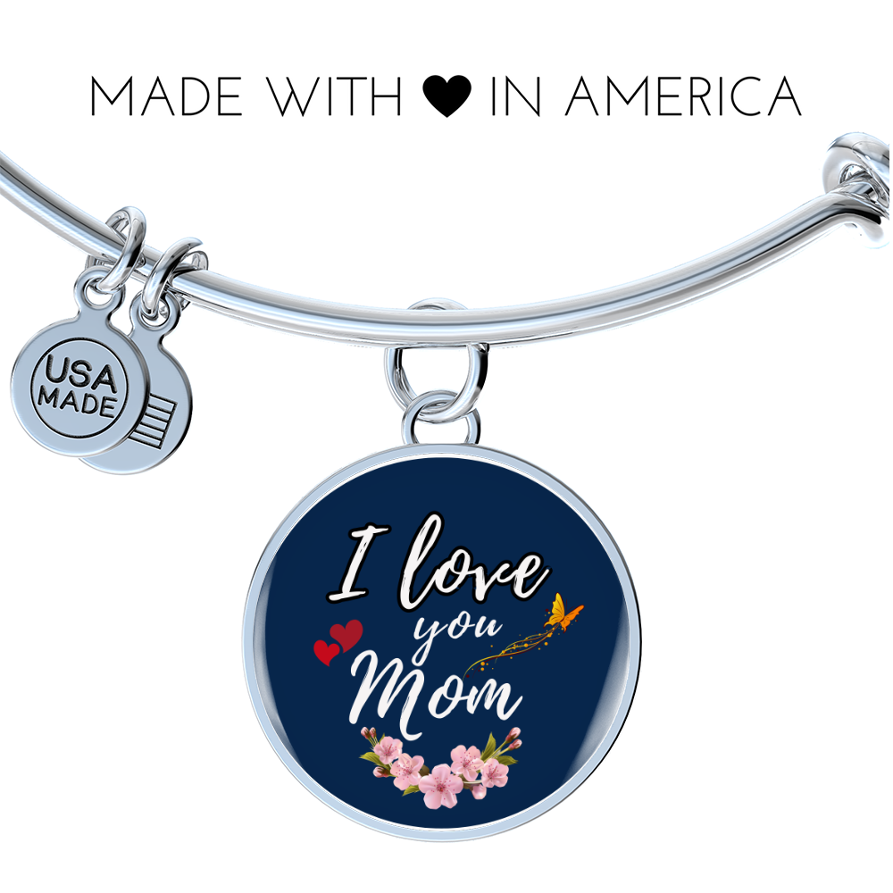 Personalized Luxury Circle I Love you Mom Bangle- A Gift for a Wife/Soulmate.