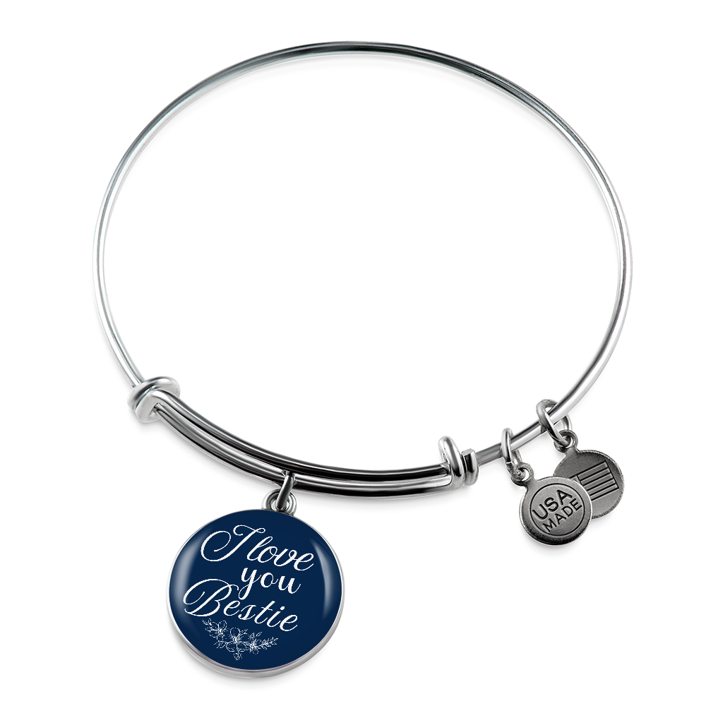 Personalized ''I love You Bestie'' Circle Engraving Bangle- a Gift for a Loved one