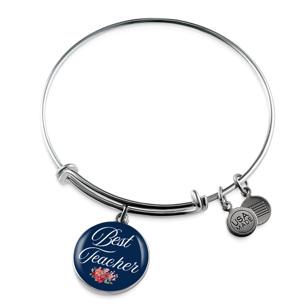 Personalized ''Best Teacher'' Circle Engraving Bangle- a Gift for Teacher.