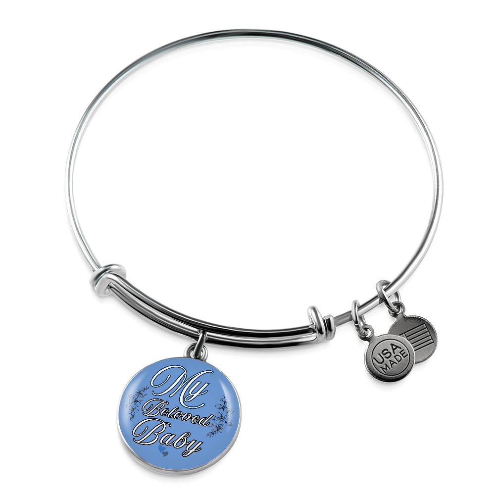 Personalized ''My Beloved Baby'' Circle Engraving Bangle- a Gift for a Mother/Wife.