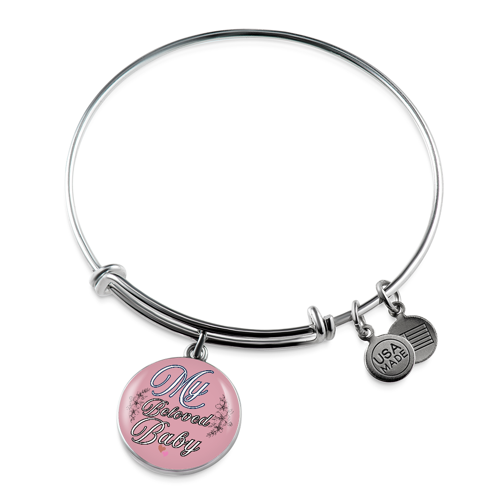 Personalized ''My Beloved Baby'' Circle Engraving Bangle- a Gift for a Mother/Wife.