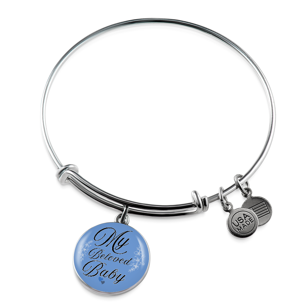 Personalized ''My Beloved Baby'' Circle Engraving Bangle- a Gift for a Mother/Wife.