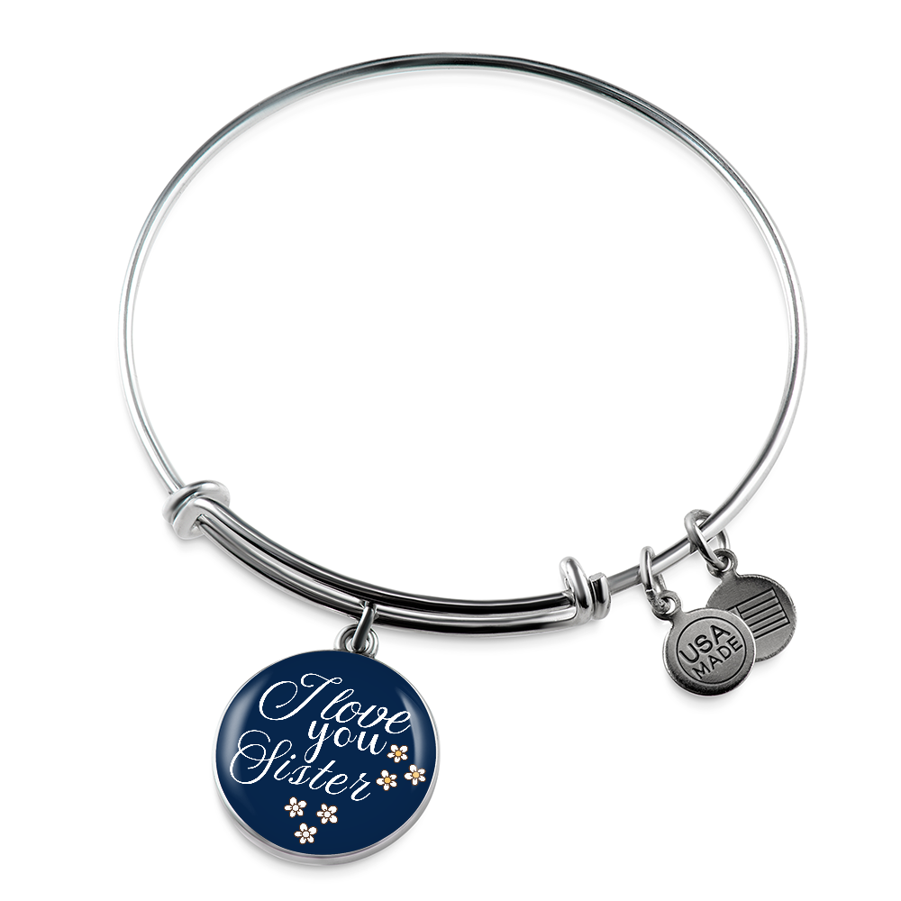 Personalized ''I Love You Sister'' Circle Engraving Bangle- a Gift for Sister/Best Friend.
