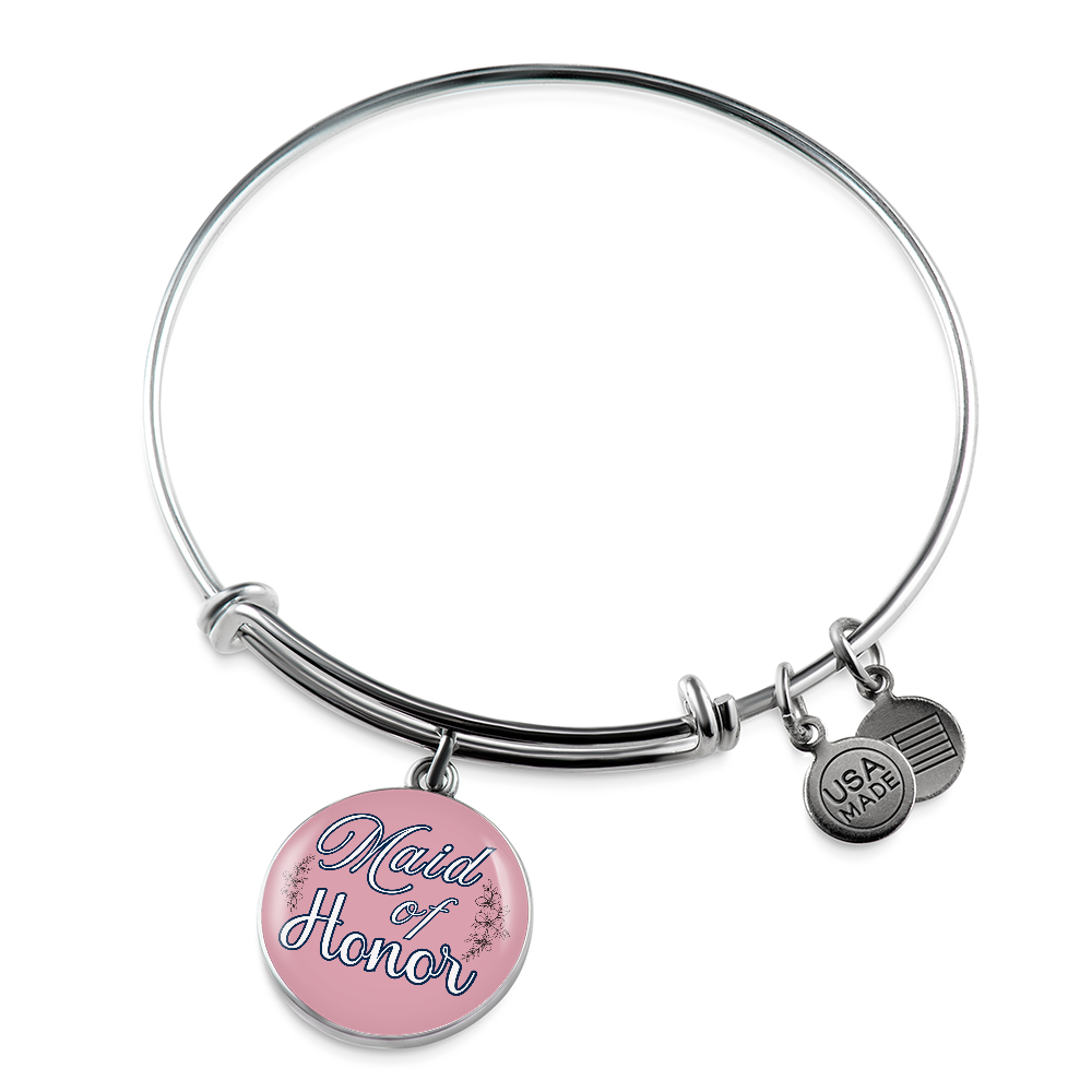 Personalized ''Maid of Honor'' Circle Engraving Bangle- a Gift for Bridal Party Members.