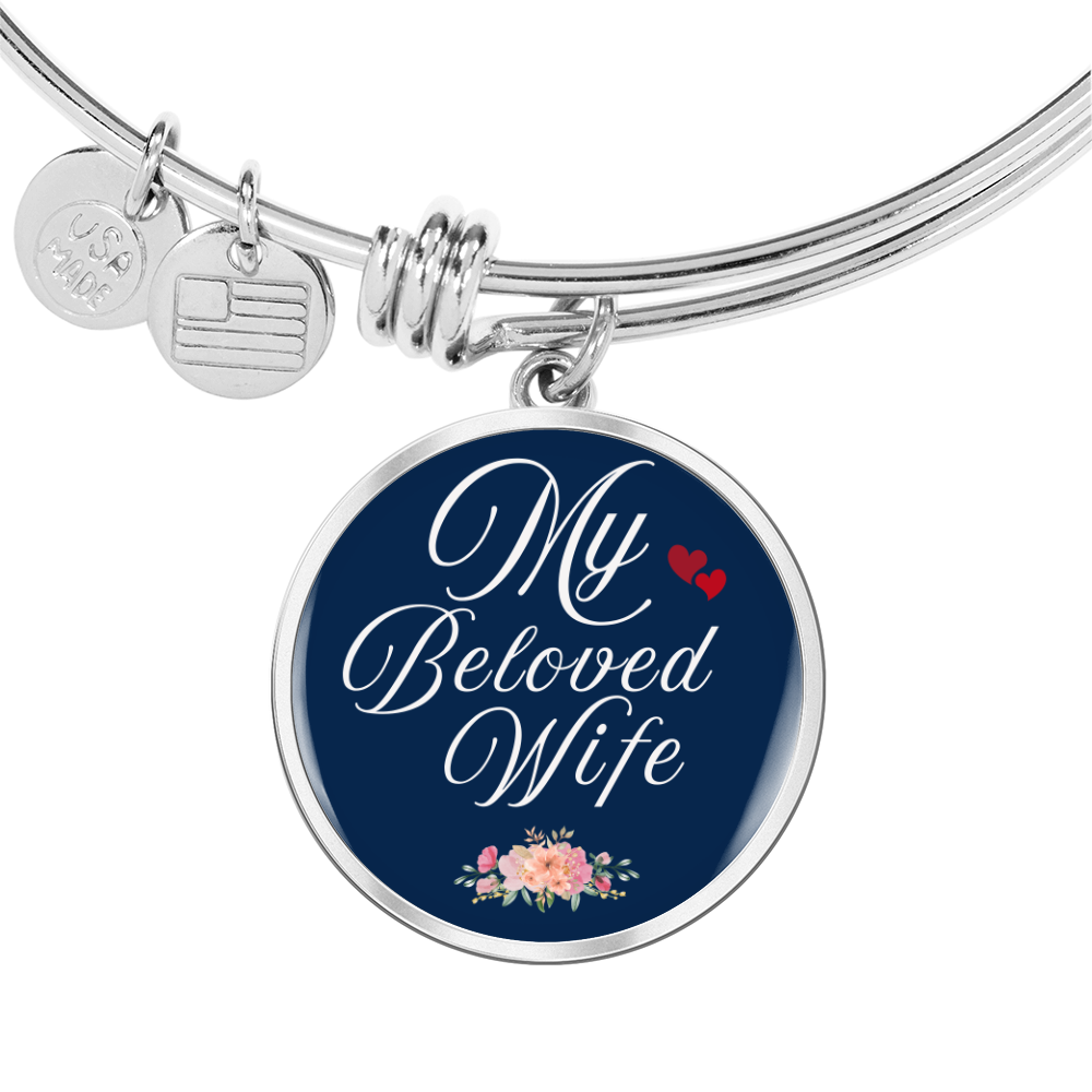 Personalized ''My Beloved Wife'' Circle Engraving Bangle- a Gift for Wife