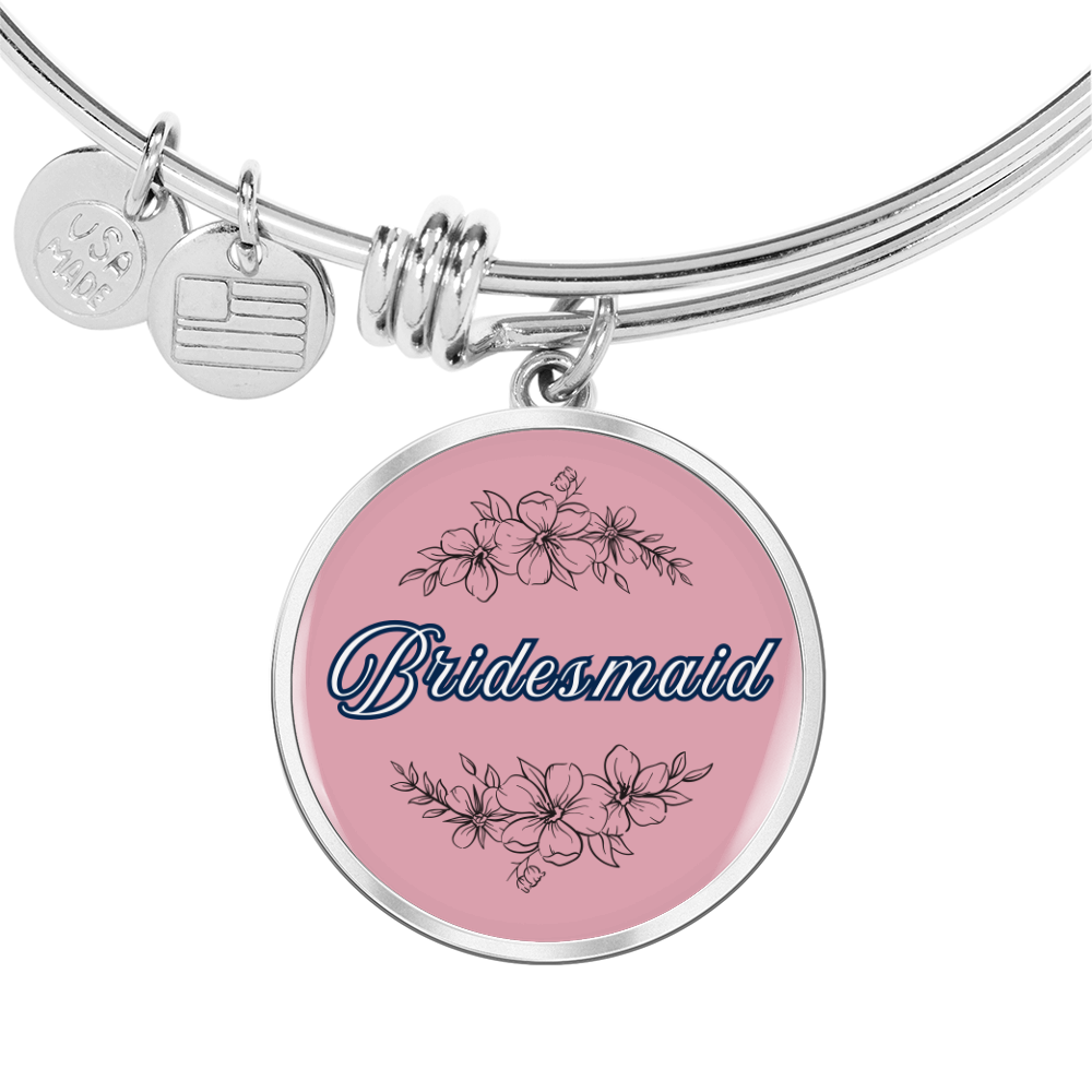 Personalized ''Bridesmaid'' Circle Engraving Bangle- a Gift for Bridal Party Members.